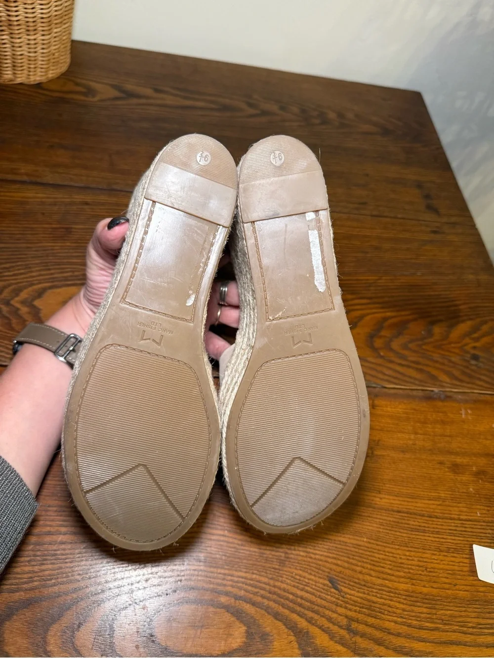 Marc Fisher ltd Taupe Suede Ankle-Strap Espadrille Wedges